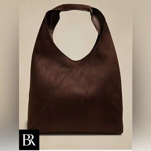 NWT Banana Republic suede chocolate brown slouchy tote.